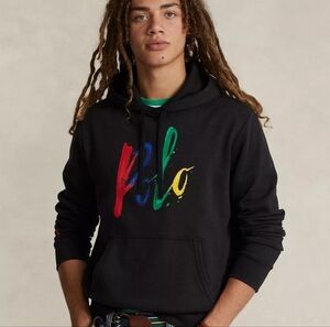 Polo by Ralph Lauren Multicolor Logo Black Hoodie Sz. XSmall